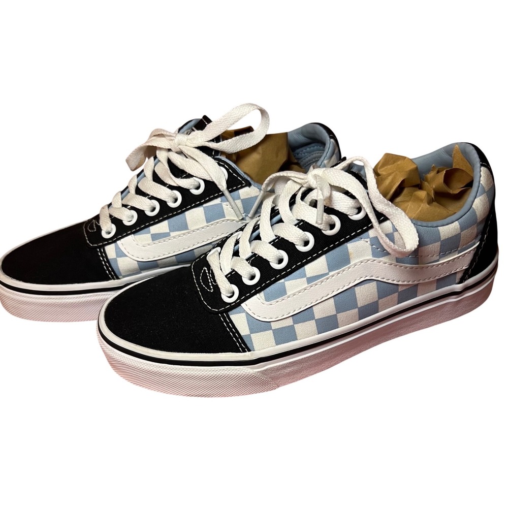 Vans‎ Old Skool Checkered Blue Black White Skate Sneakers Womens 6 Low Top